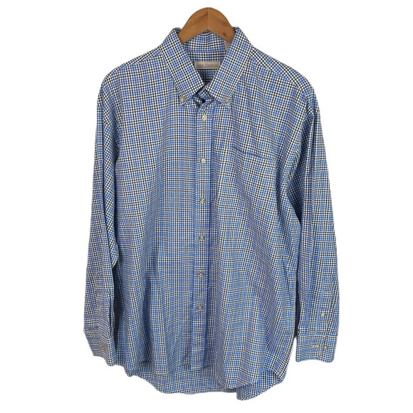 BF1341 Mens James Tattersall Brand Plaid Casual Button Down Shirt XL - Picture 1 of 5